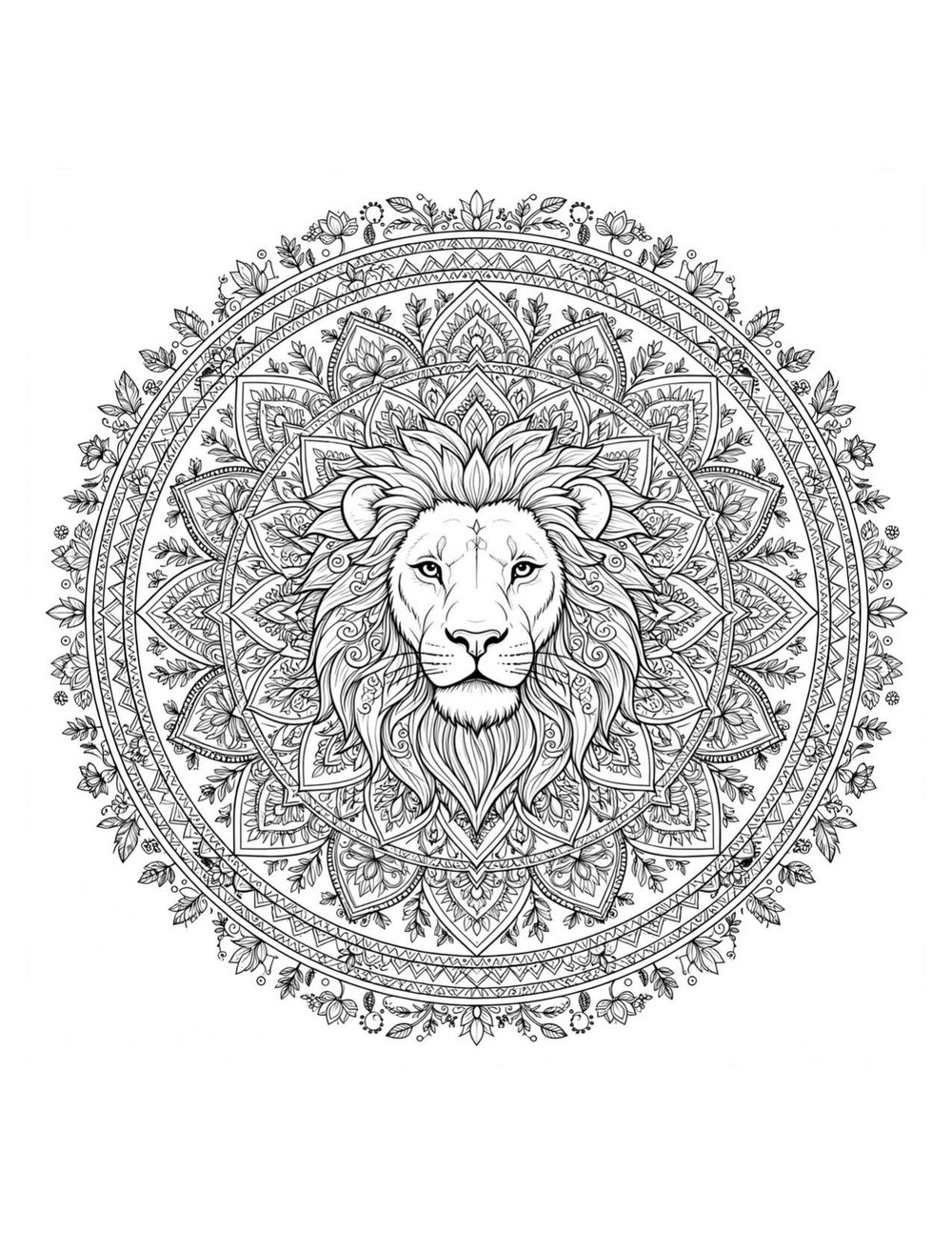 Free printable animal mandala coloring page