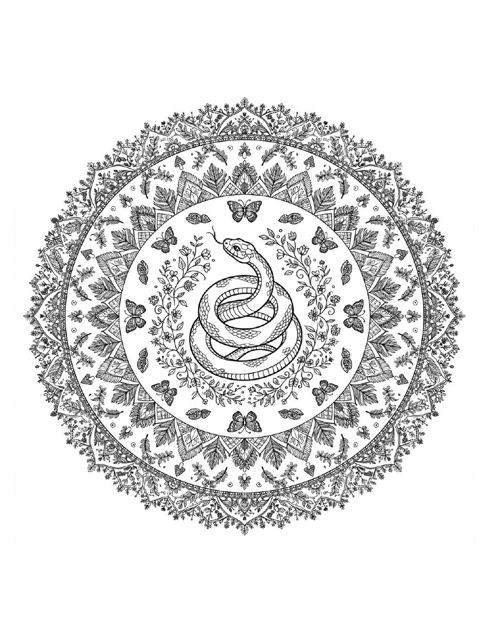 Free animal mandala coloring sheet to print and color (sample 2 of 2)