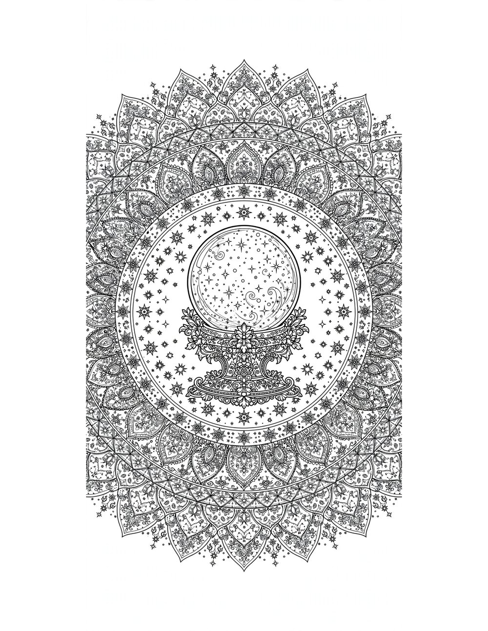 Free mystical mandala coloring sheet to print and color (sample 2 of 2)
