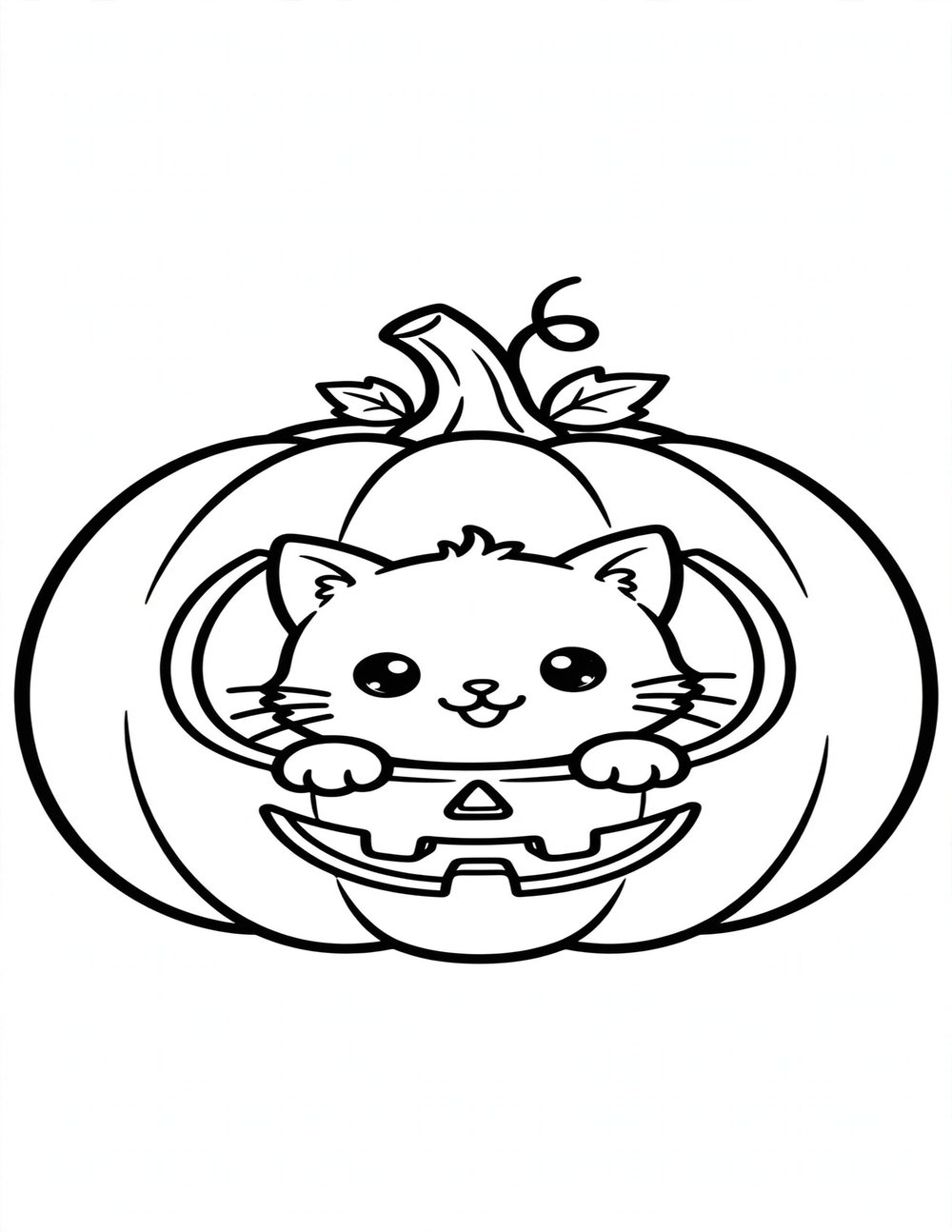 Free printable black cat halloween coloring page