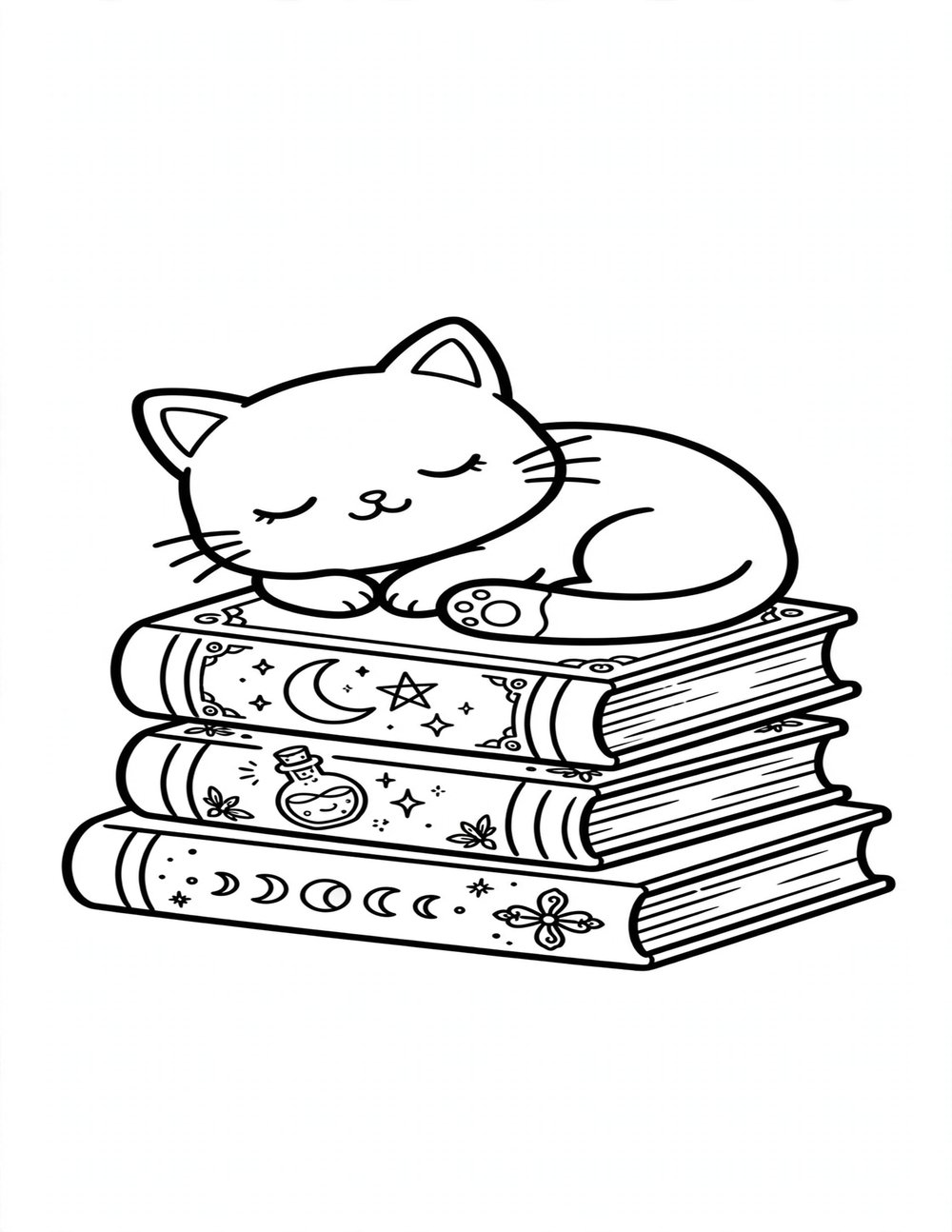 Free black cat halloween coloring sheet to print and color (sample 2 of 2)