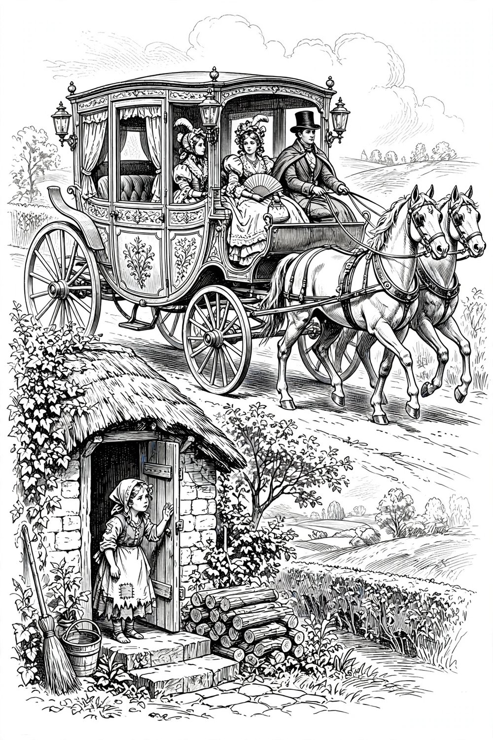 Free printable cinderella coloring page