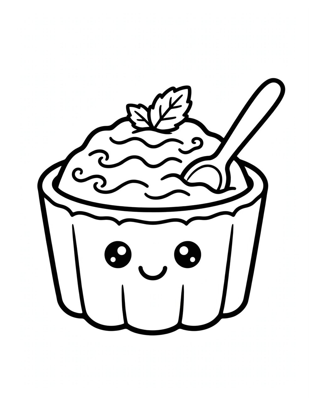 Free printable cute dessert coloring page