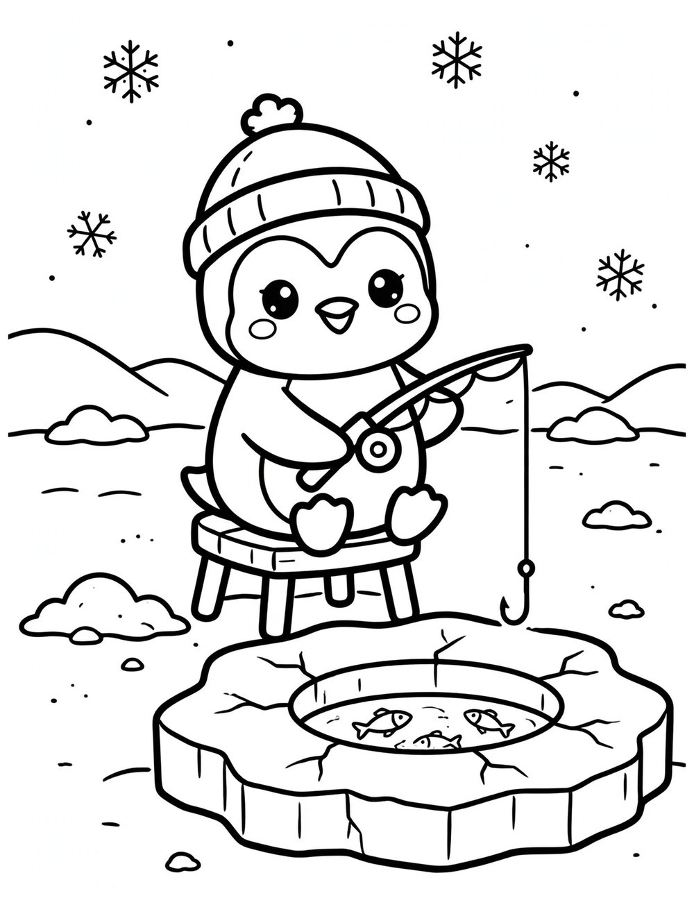 Free cute cozy winter coloring sheet to print and color (sample 2 of 2)