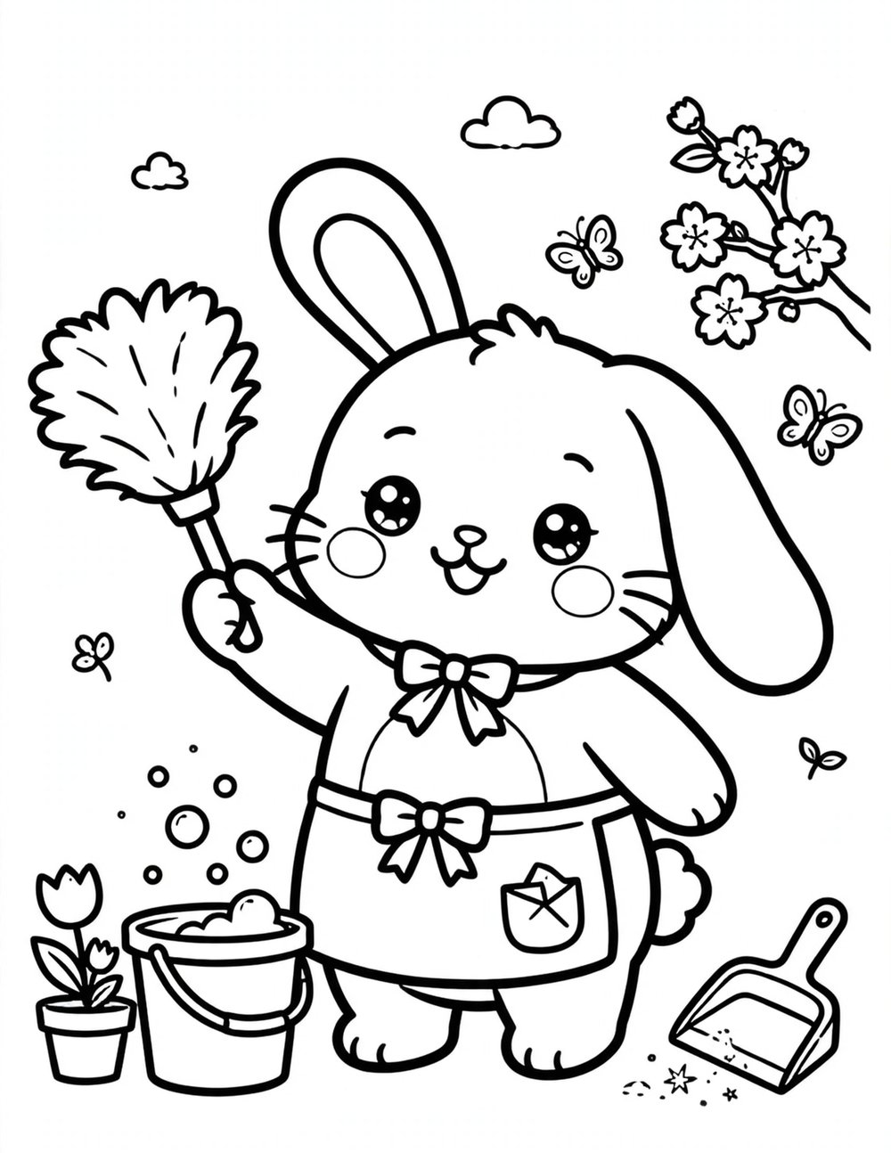 Free cute cozy spring coloring sheet to print and color (sample 2 of 2)
