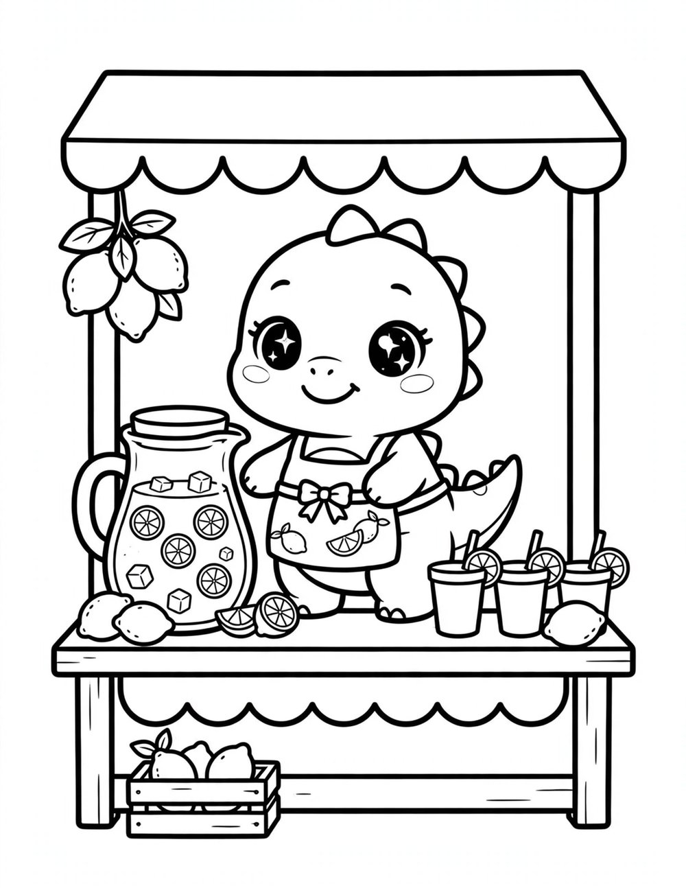 Free cute dinosaur coloring sheet to print and color (sample 2 of 2)