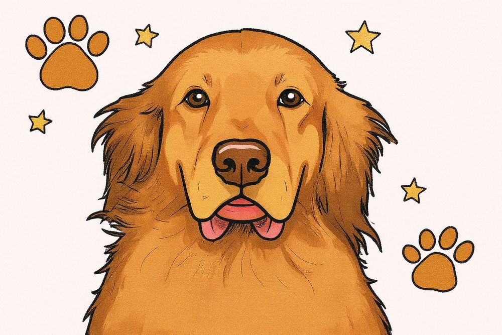 The golden retriever coloring page colored in